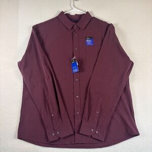 Apt 9 Mens XXL Slim Fit Premier Flex Performance Untucked Shirt Burgundy Red NWT